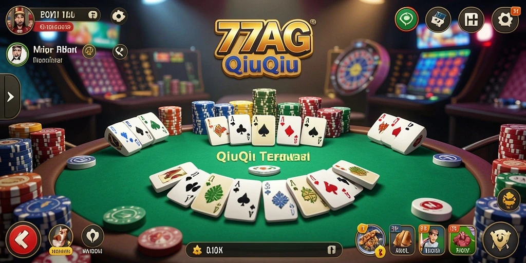 Tampilan gameplay menarik dalam 77AG yang menggambarkan keseruan QiuQiu.