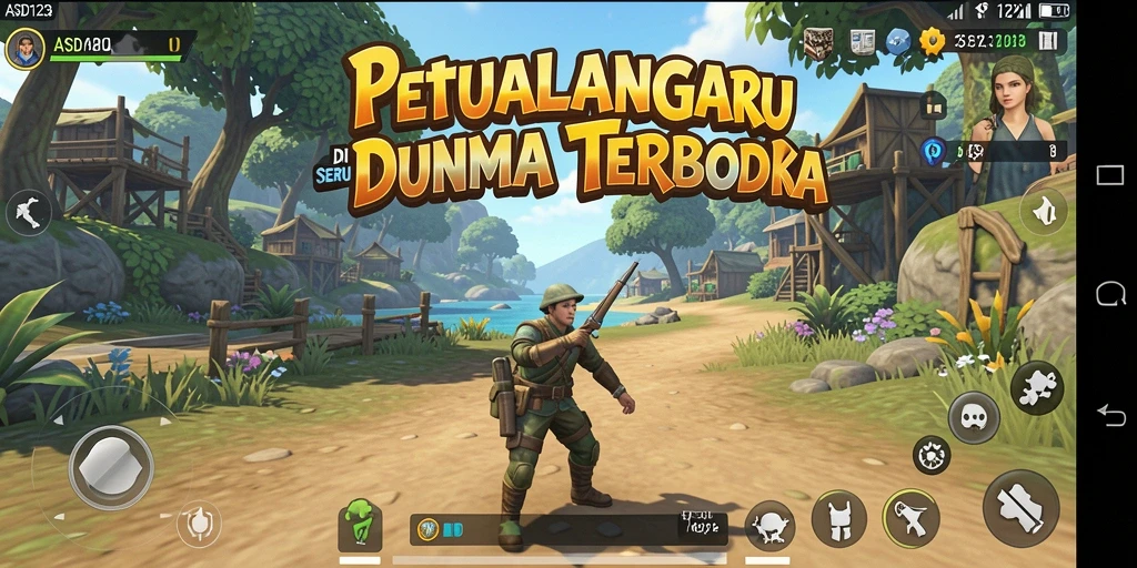 Tangkapan layar gameplay ASD123 di dunia terbuka yang luas.
