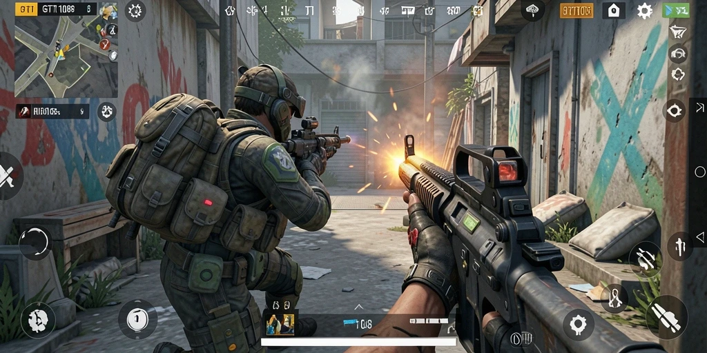 Screenshot menunjukkan aksi seru dari gameplay GT108 yang penuh tantangan.