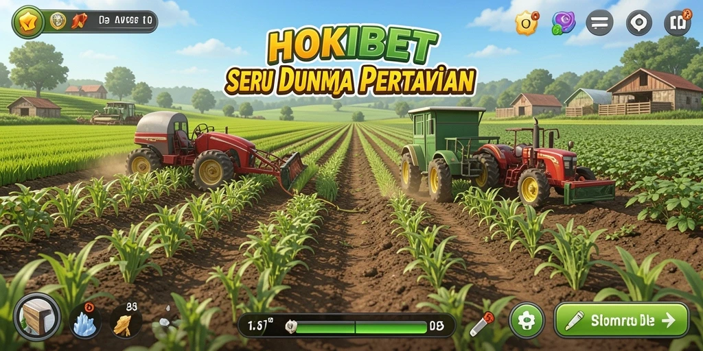 Tampilan menarik gameplay HOKIBET dengan aktivitas bertani yang seru.