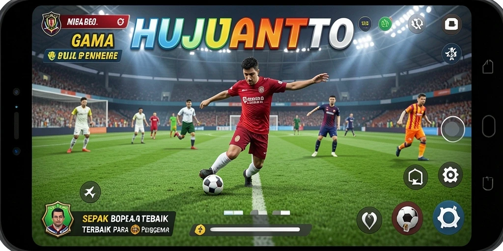 Screenshot gameplay HUJANTOTO yang menampilkan aksi sepak bola yang mendebarkan.