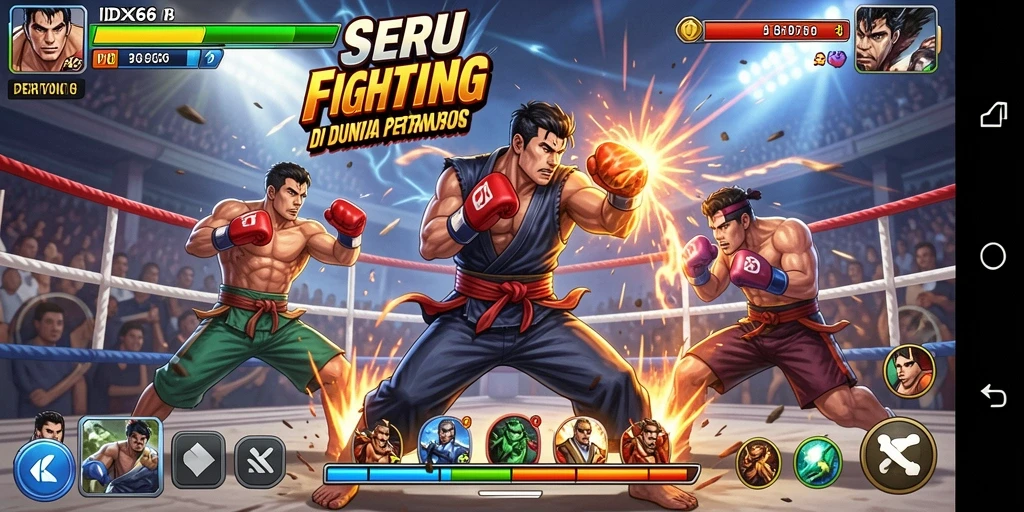 Screenshot menggambarkan aksi pertarungan epik dalam IDX66.