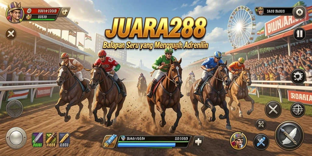 Tangkapan layar JUARA288 dengan tampilan balapan mendebarkan.
