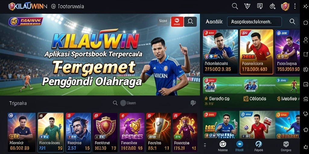 Screenshot KILAUWIN menampilkan antarmuka taruhan olahraga yang interaktif.