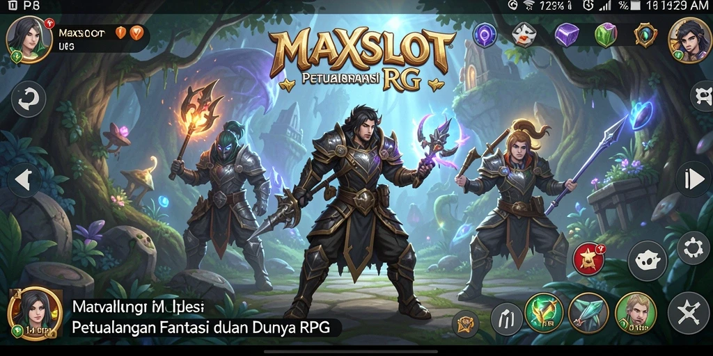 Screenshot menunjukkan aksi seru dalam gameplay RPG MAXSLOT.