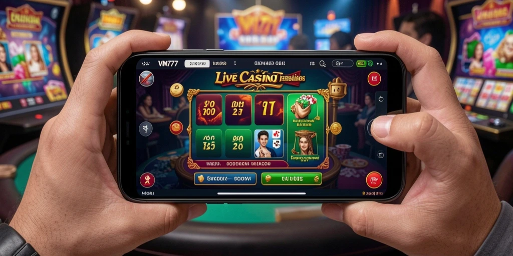 Tampilan menarik dari gameplay Live Casino di VM777.