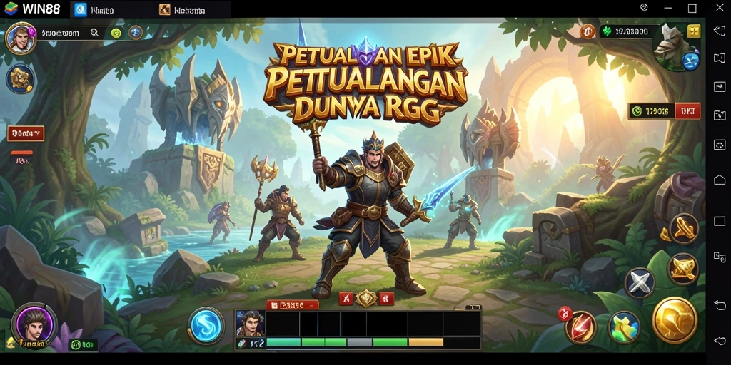 Tangkapan layar WIN88 menampilkan aksi pertempuran seru dalam RPG.